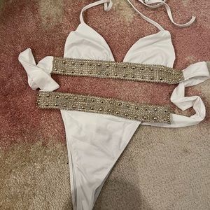Jeweled white bikini. Never worn.